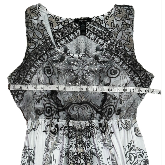 Women's Style&co. White Black Pattern Sleeveless Dress XL - Picture 3 of 6